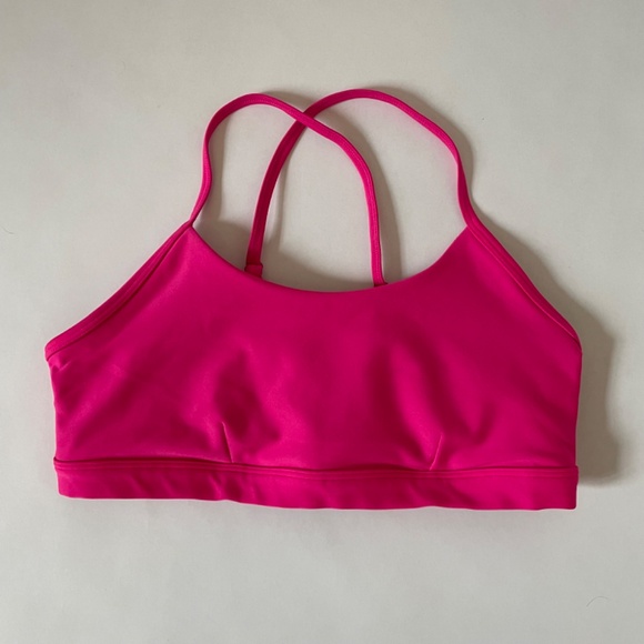 Alo Yoga Airlift Intrigue Sports Bra in Pink Crush Size Large, Cross Back - Picture 5 of 10
